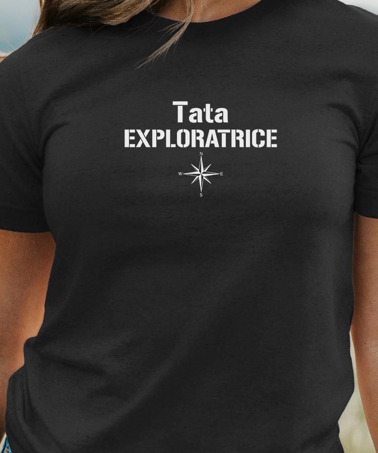 T-Shirt Noir Tata exploratrice Pour femme-1