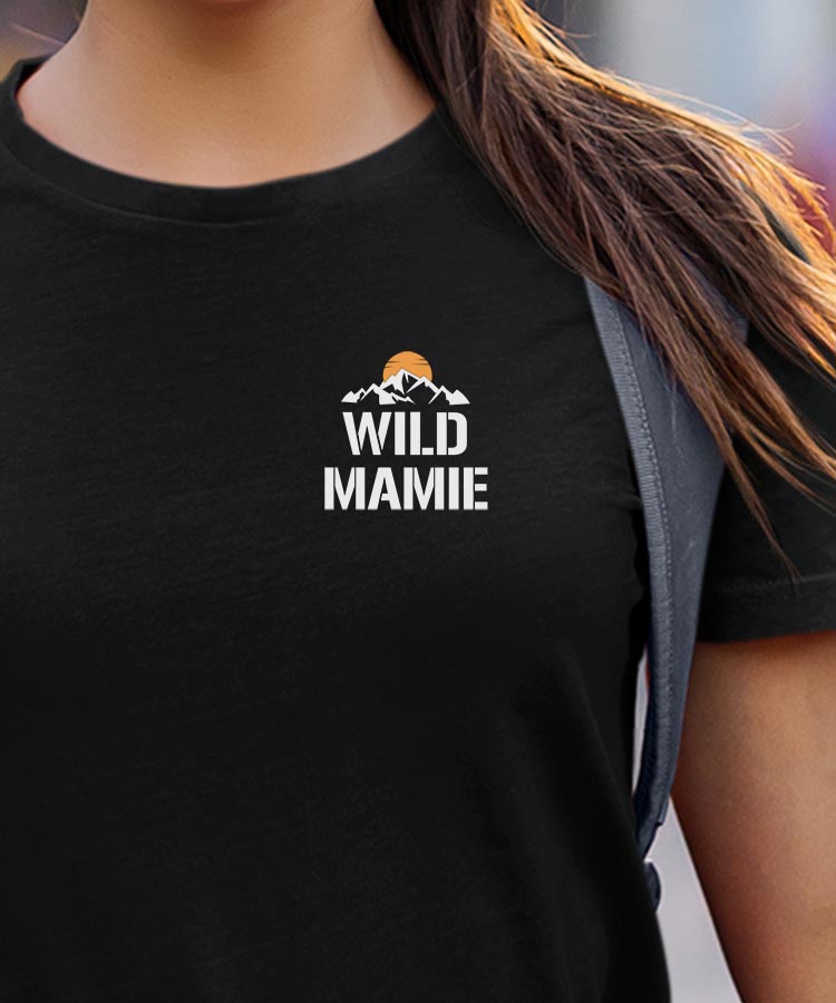 T-Shirt Noir Wild Mamie coeur Pour femme-1