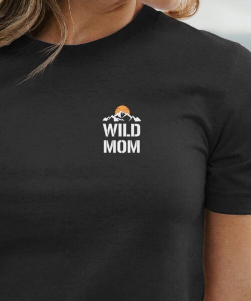 T-Shirt Noir Wild Mom coeur Pour femme-1