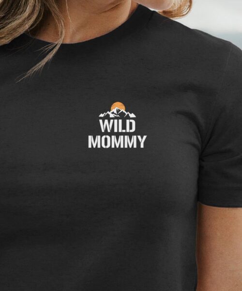 T-Shirt Noir Wild Mommy coeur Pour femme-1
