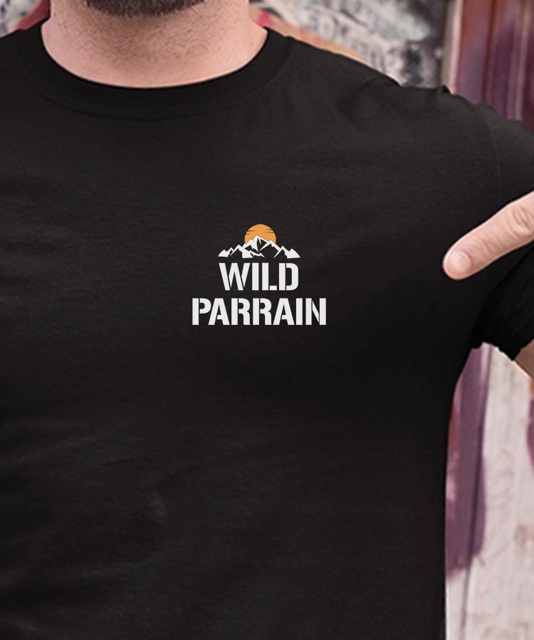 T-Shirt Noir Wild Parrain coeur Pour homme-1