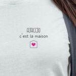 T-Shirt Blanc Ajaccio C'est la maison Pour femme-2