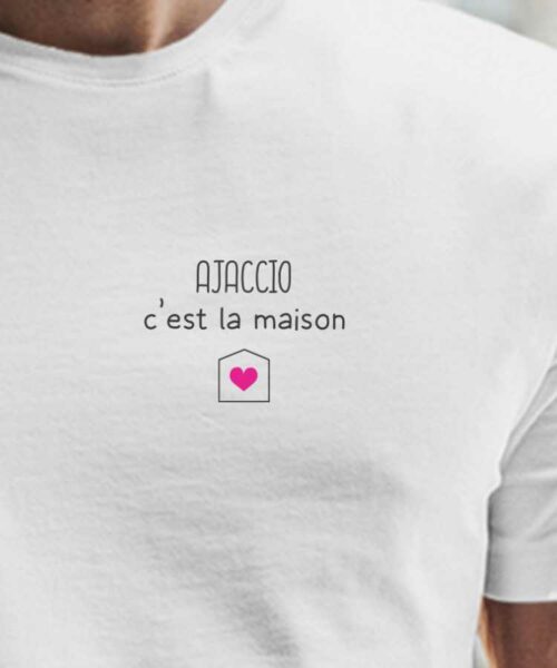 T-Shirt Blanc Ajaccio C'est la maison Pour homme-2