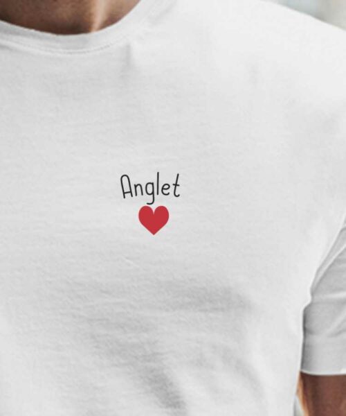 T-Shirt Blanc Anglet Coeur Pour homme-2