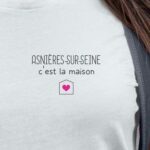 T-Shirt Blanc Asnières-sur-Seine C'est la maison Pour femme-2