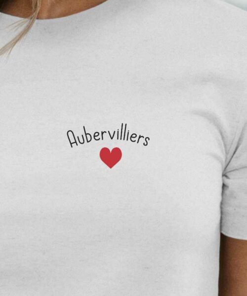 T-Shirt Blanc Aubervilliers Coeur Pour femme-2