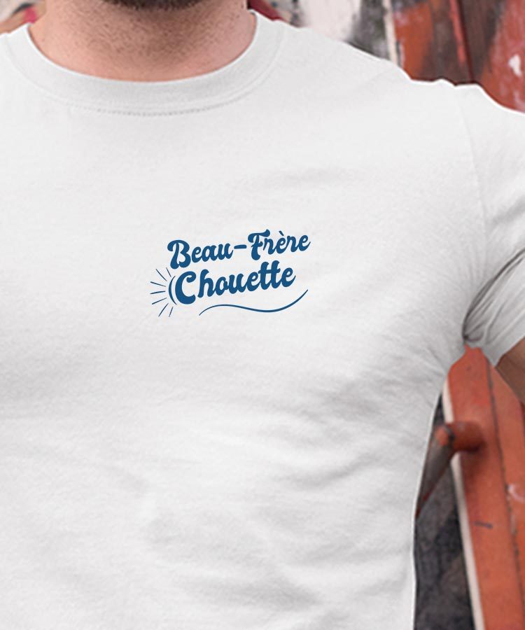T-Shirt Blanc Beau-Frère Chouette face Pour homme-1