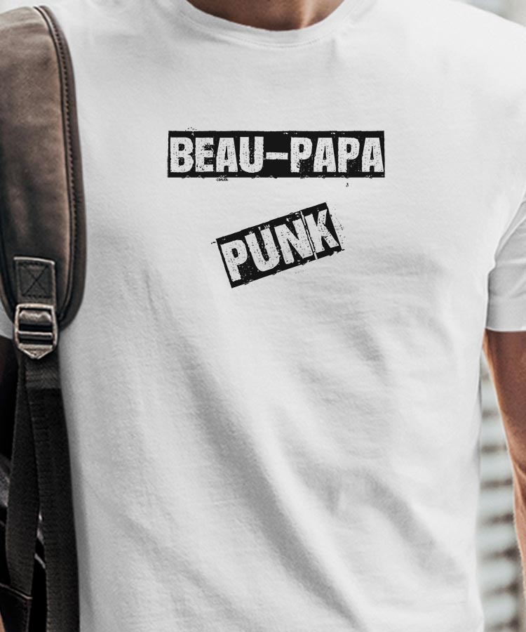 T-Shirt Blanc Beau-Papa PUNK Pour homme-1