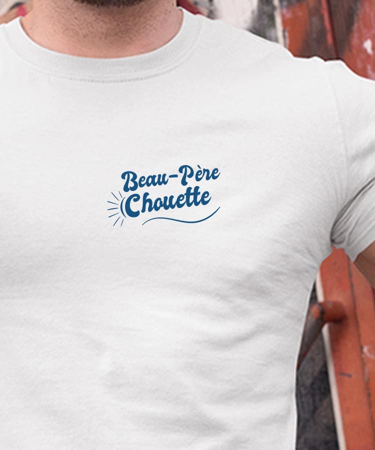 T-Shirt Blanc Beau-Père Chouette face Pour homme-1