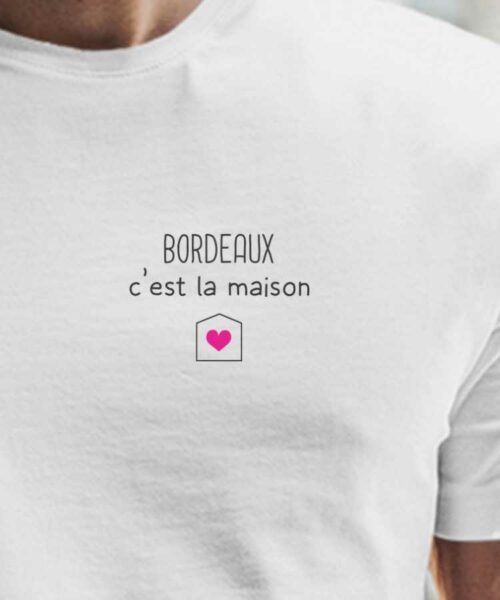 T-Shirt Blanc Bordeaux C'est la maison Pour homme-2