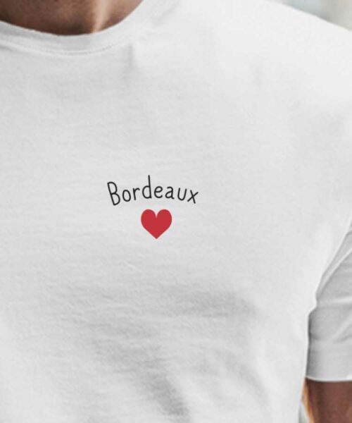 T-Shirt Blanc Bordeaux Coeur Pour homme-2