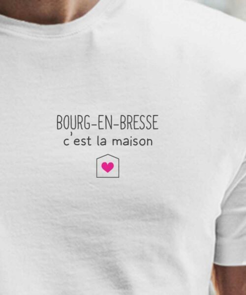 T-Shirt Blanc Bourg-en-Bresse C'est la maison Pour homme-2