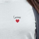 T-Shirt Blanc Cannes Coeur Pour femme-2