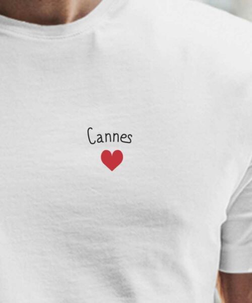 T-Shirt Blanc Cannes Coeur Pour homme-2