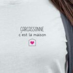 T-Shirt Blanc Carcassonne C'est la maison Pour femme-2