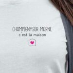 T-Shirt Blanc Champigny-sur-Marne C'est la maison Pour femme-2