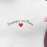 T-Shirt Blanc Champigny-sur-Marne Coeur Pour homme-2