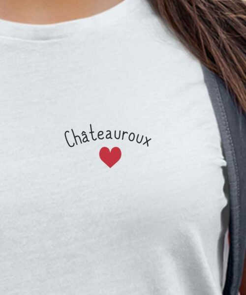 T-Shirt Blanc Châteauroux Coeur Pour femme-2