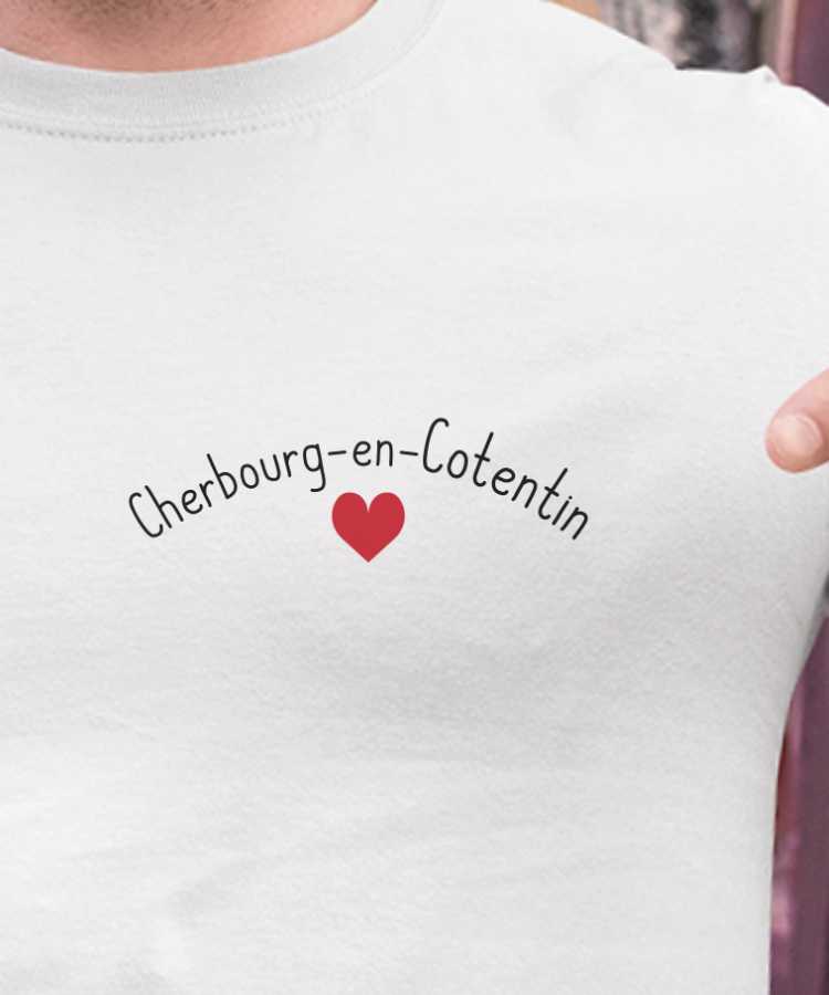 T-Shirt Blanc Cherbourg-en-Cotentin Coeur Pour homme-2