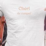 T-Shirt Blanc Chéri de compet' Pour homme-1