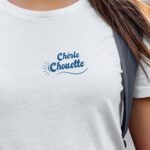 T-Shirt Blanc Chérie Chouette face Pour femme-1
