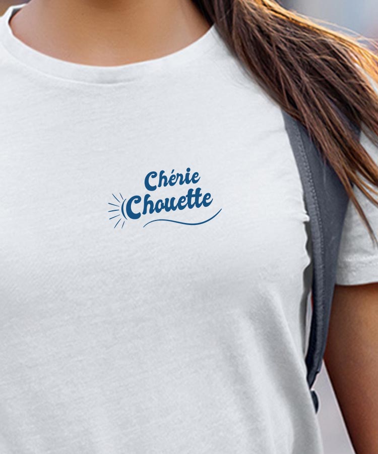 T-Shirt Blanc Chérie Chouette face Pour femme-1