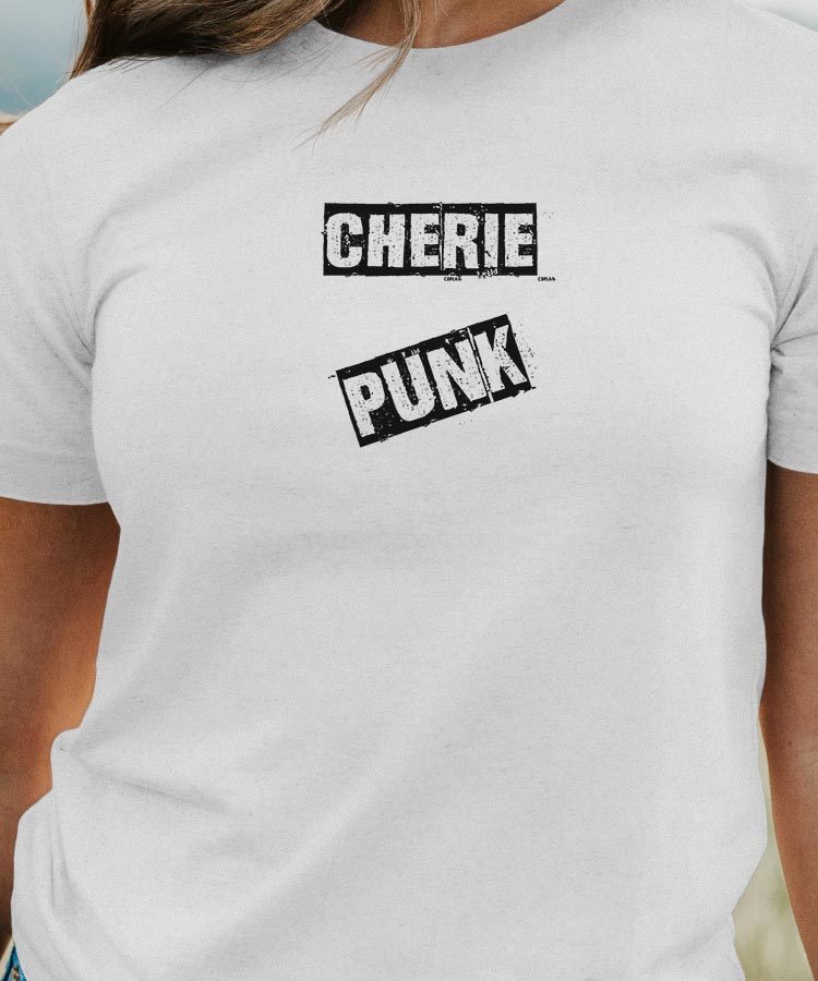 T-Shirt Blanc Cherie PUNK Pour femme-1