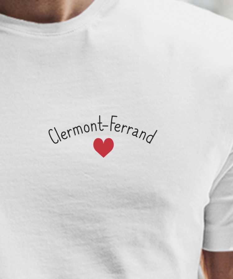 T-Shirt Blanc Clermont-Ferrand Coeur Pour homme-2