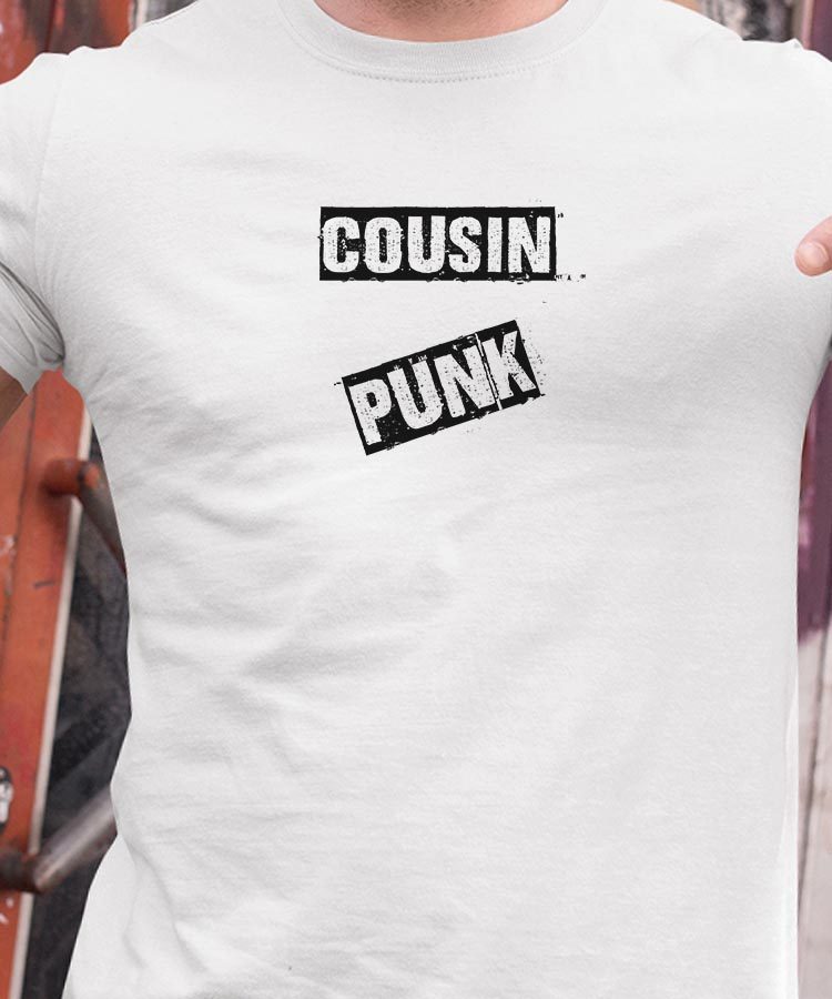 T-Shirt Blanc Cousin PUNK Pour homme-1