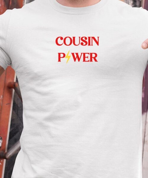 T-Shirt Blanc Cousin Power Pour homme-1
