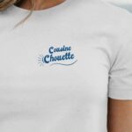 T-Shirt Blanc Cousine Chouette face Pour femme-1