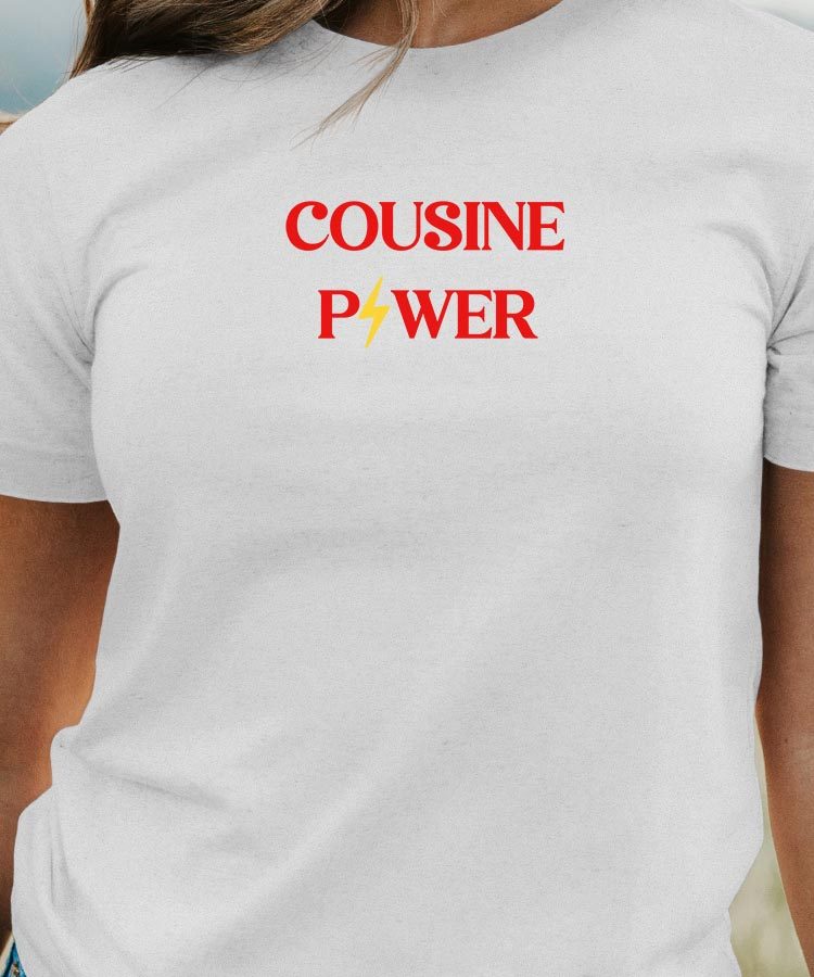 T-Shirt Blanc Cousine Power Pour femme-1