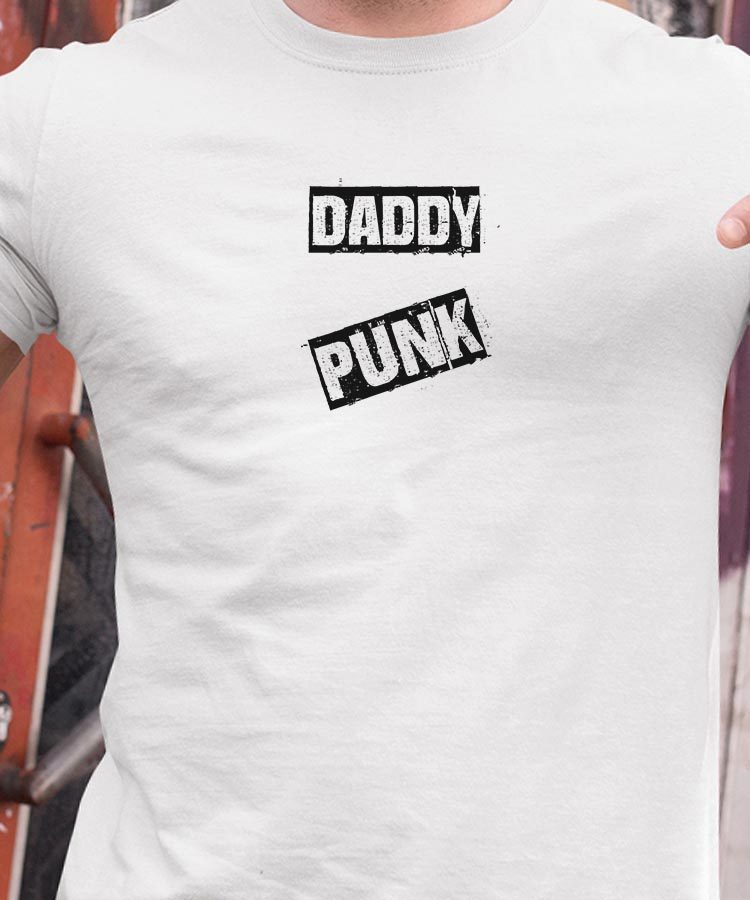 T-Shirt Blanc Daddy PUNK Pour homme-1