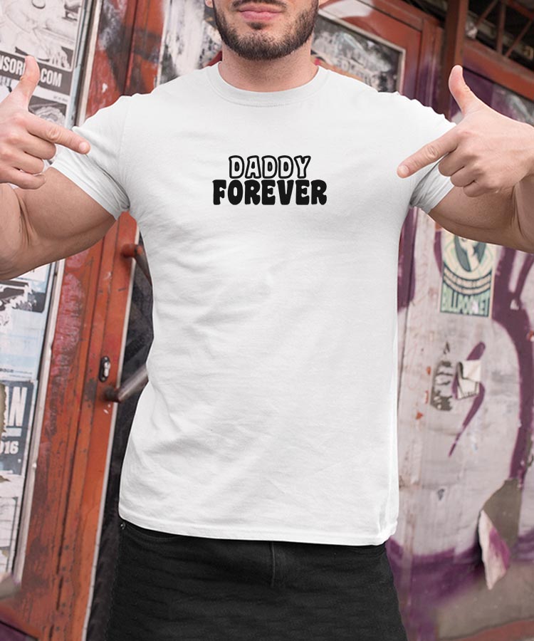 T-Shirt Blanc Daddy forever face Pour homme-2