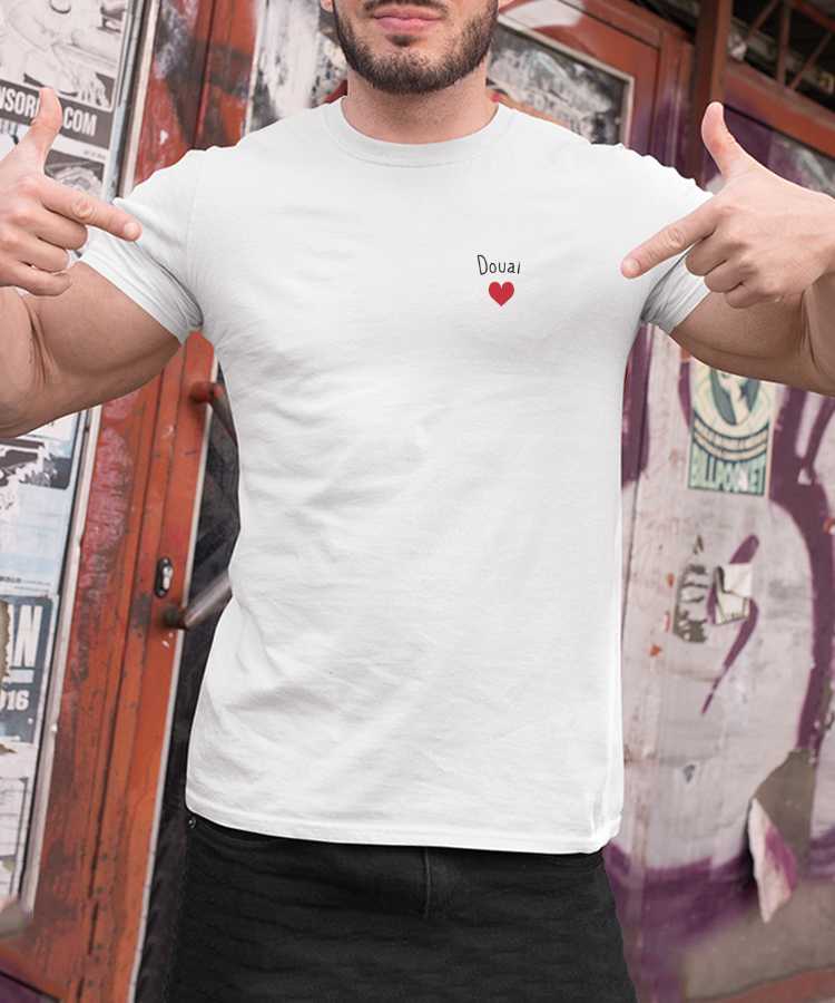 T-Shirt Blanc Douai Coeur Pour homme-1