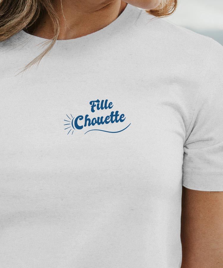 T-Shirt Blanc Fille Chouette face Pour femme-1