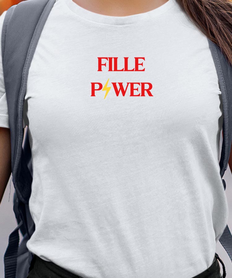 T-Shirt Blanc Fille Power Pour femme-1