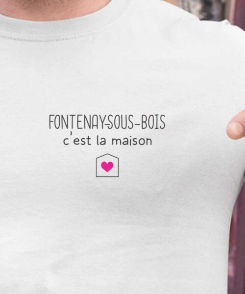 T-Shirt Blanc Fontenay-sous-Bois C'est la maison Pour homme-2