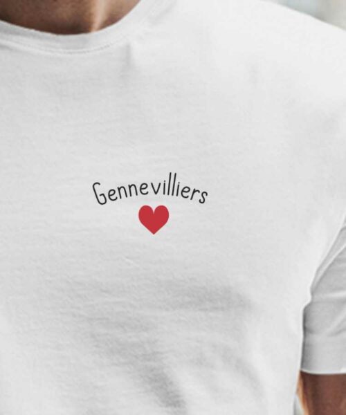 T-Shirt Blanc Gennevilliers Coeur Pour homme-2
