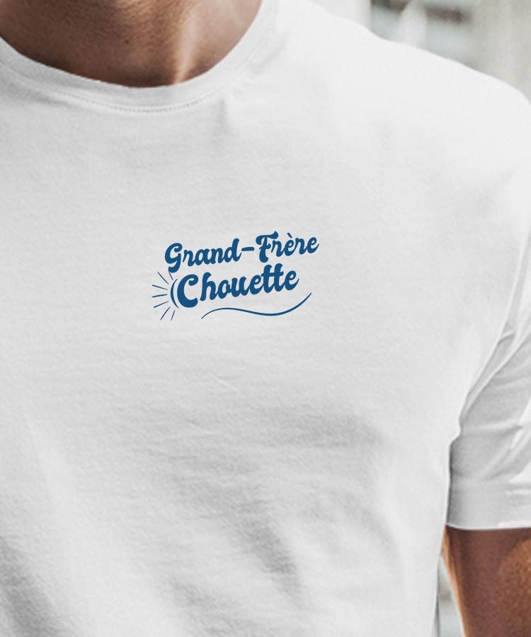 T-Shirt Blanc Grand-Frère Chouette face Pour homme-1