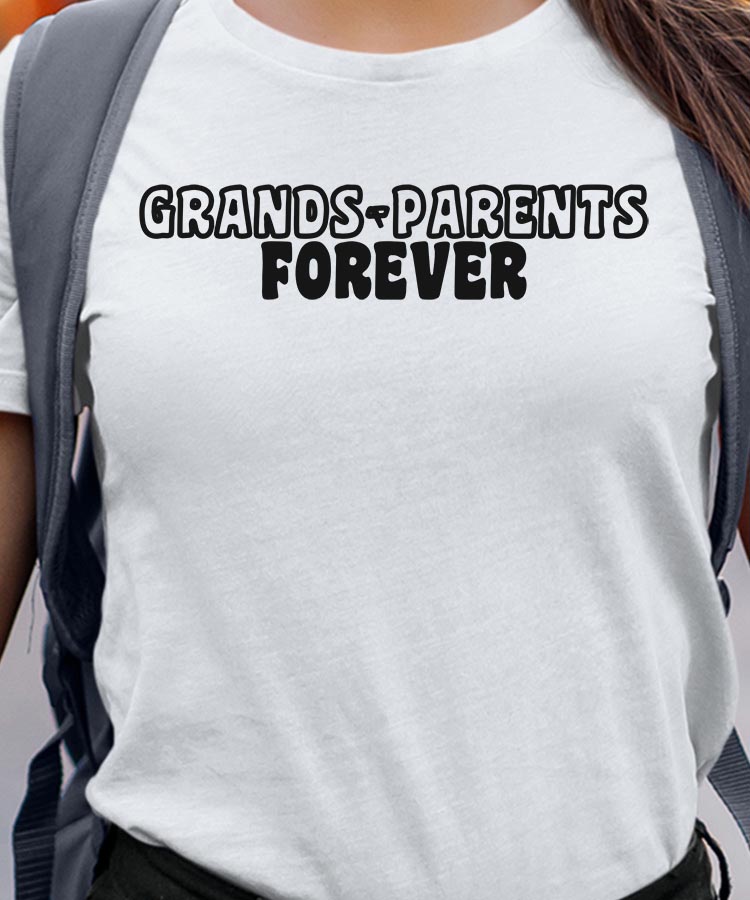 T-Shirt Blanc Grands-Parents forever face Pour femme-1