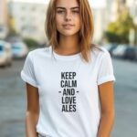 T-Shirt Blanc Keep Calm Alès Pour femme-1