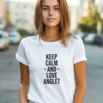 T-Shirt Blanc Keep Calm Anglet Pour femme-1