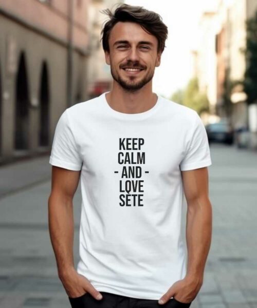 T-Shirt Blanc Keep Calm Sète Pour homme-1