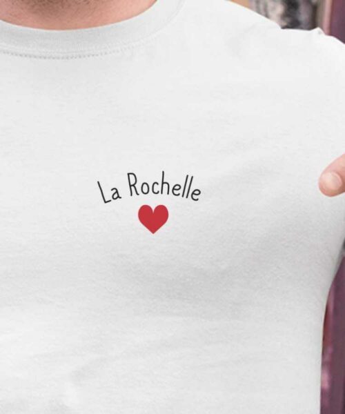 T-Shirt Blanc La Rochelle Coeur Pour homme-2
