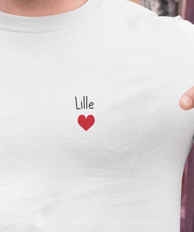 T-Shirt Blanc Lille Coeur Pour homme-2