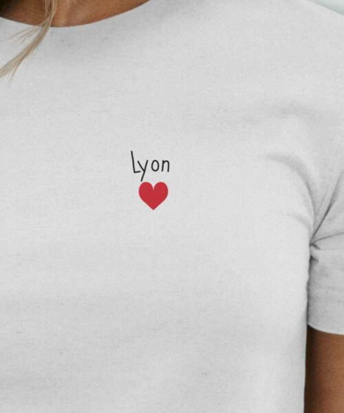 T-Shirt Blanc Lyon Coeur Pour femme-2
