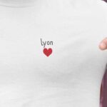 T-Shirt Blanc Lyon Coeur Pour homme-2