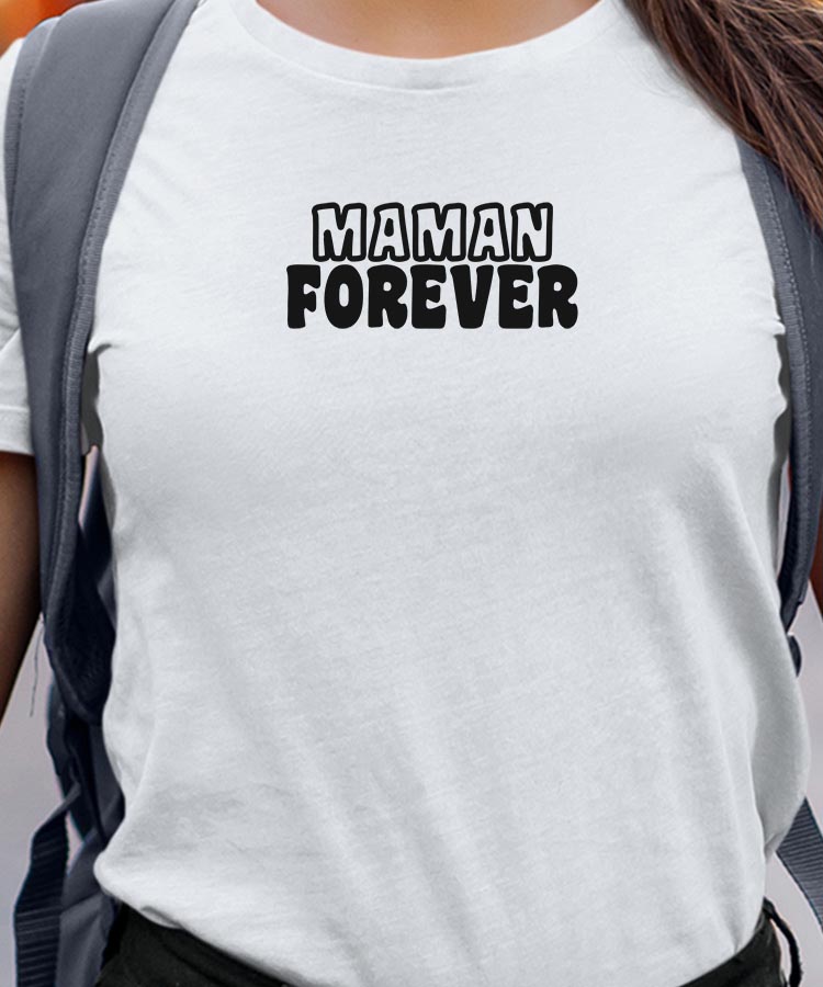 T-Shirt Blanc Maman forever face Pour femme-1
