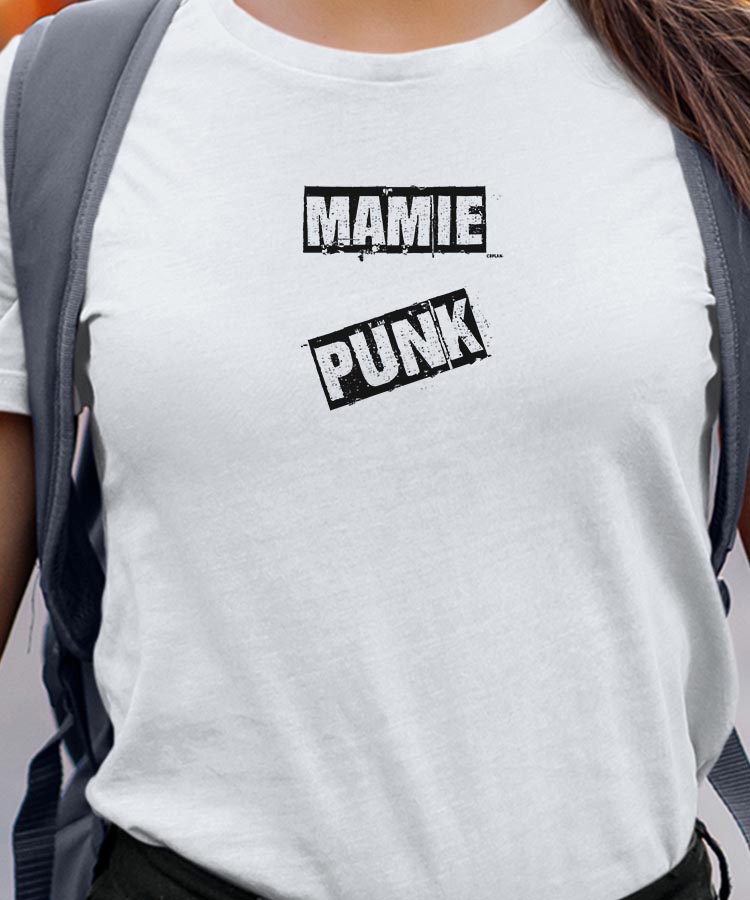 T-Shirt Blanc Mamie PUNK Pour femme-1